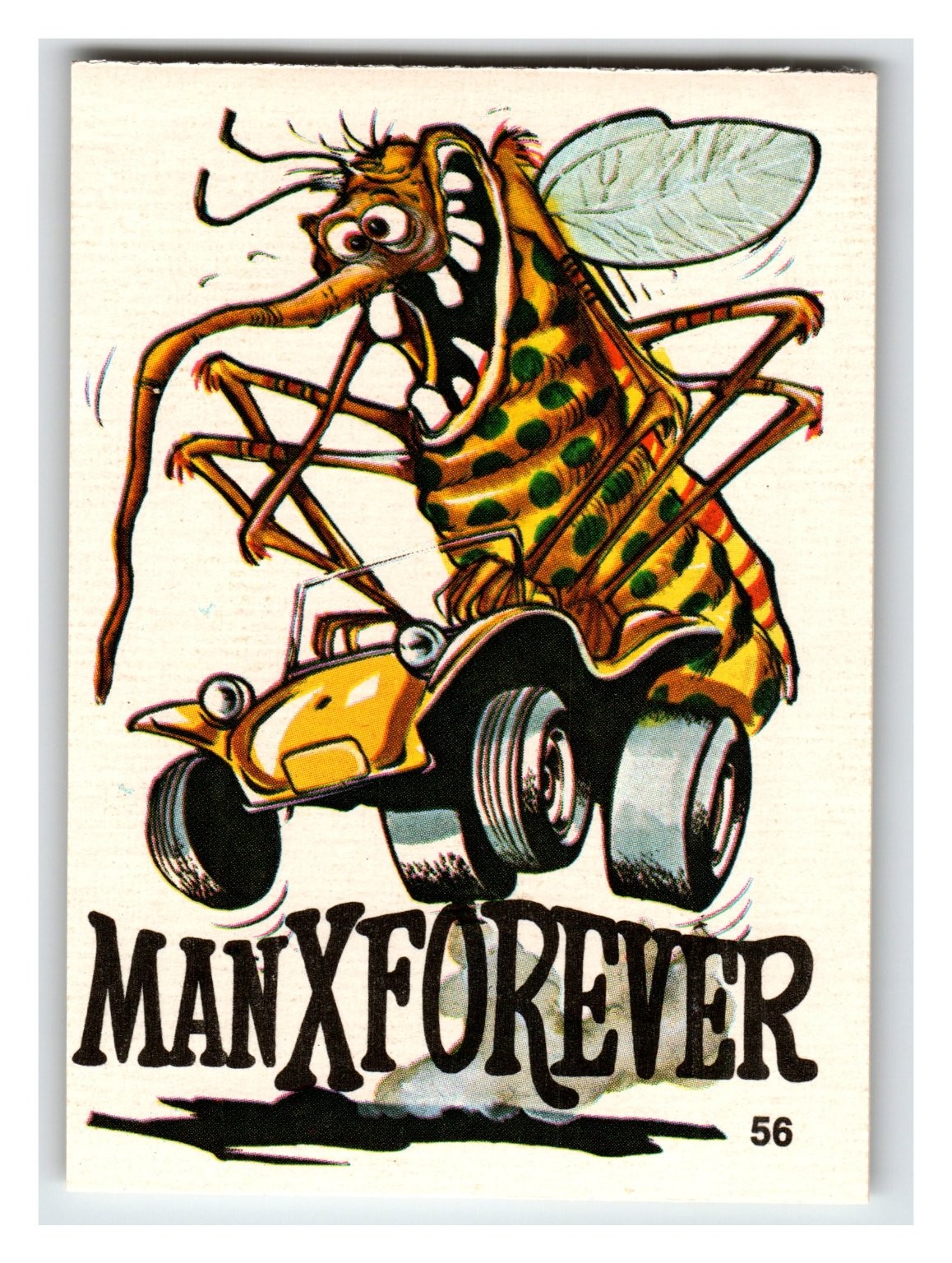 Vintage MANXFOREVER Sticker 56 Cartoon Mosquito Hot Rod Art