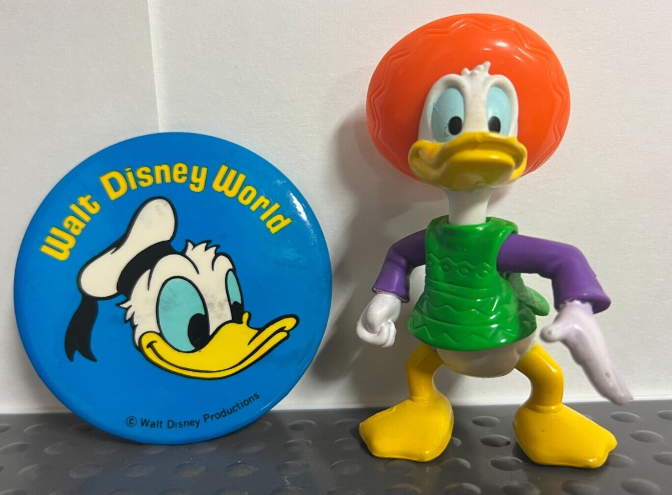 Donald Duck Disney McDonald's figure and vintage 3 inch button