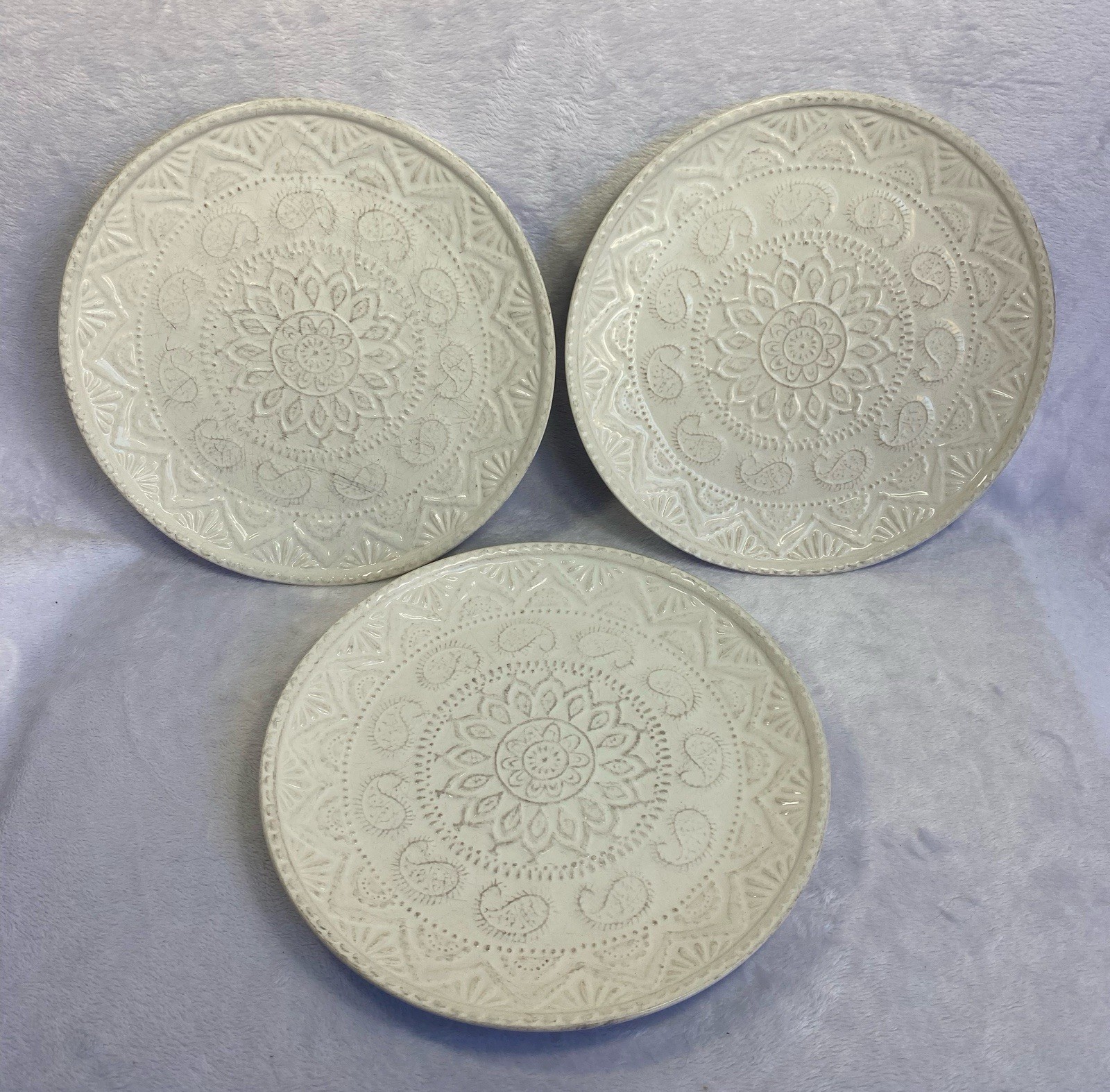 Pier 1 Chateau Clair Stoneware Plates 8 1/2” Discontinued Set of 3