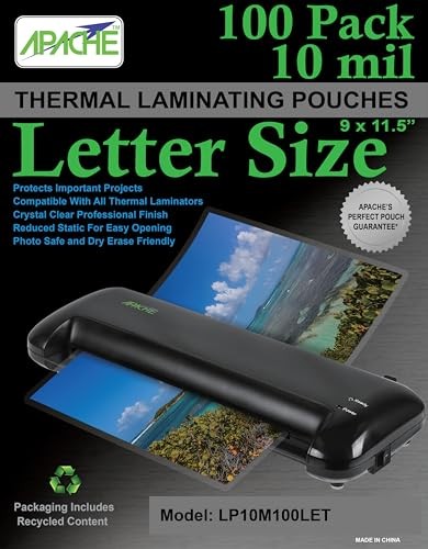  100 Pack Laminating Pouches 10 mil, Holds 8.5 x 11 Inch Letter Size (9 x 11.5 