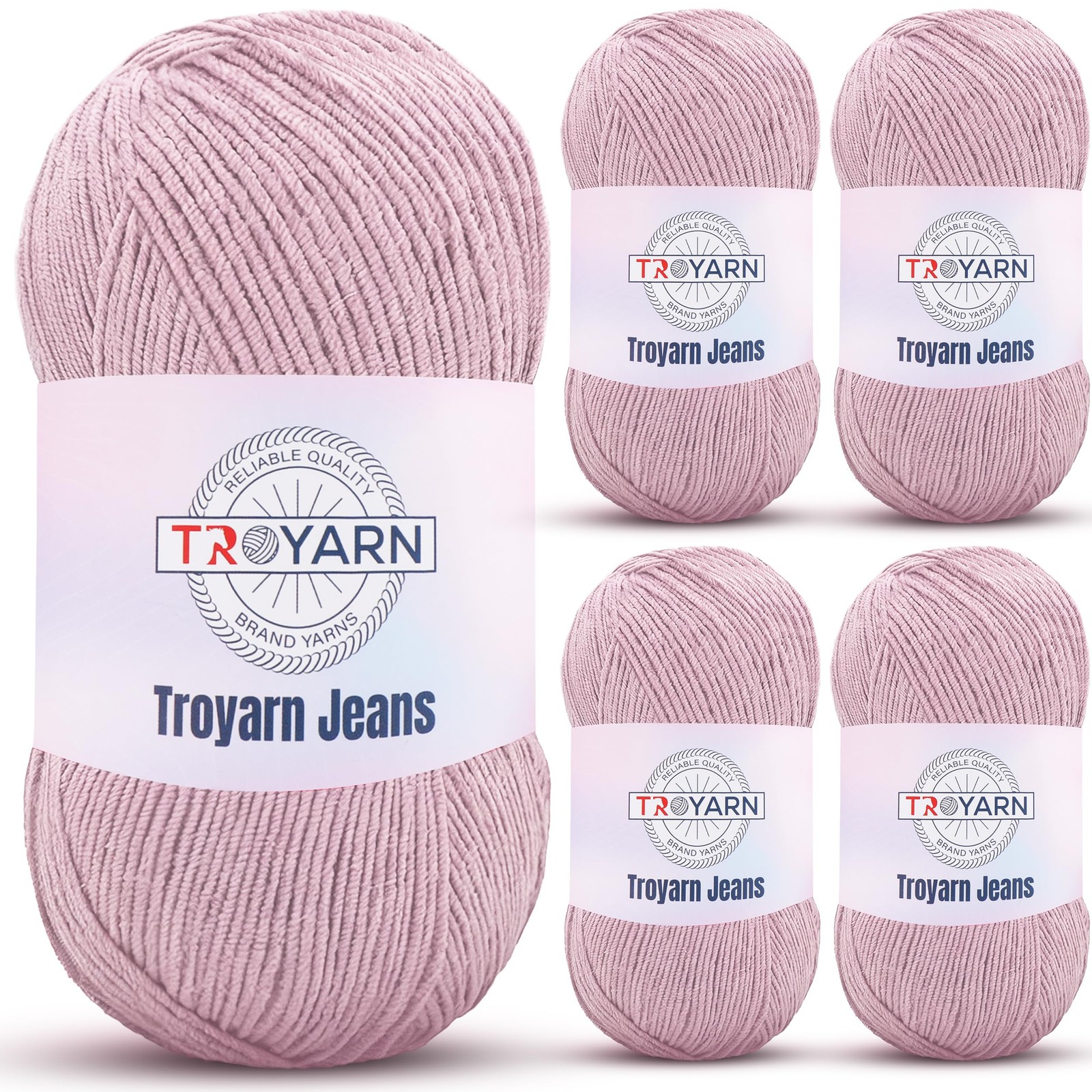 Crochet Yarn 60% Cotton 40% Acrylic Bulk 5 Skein Light Pink Fine Sport Weight