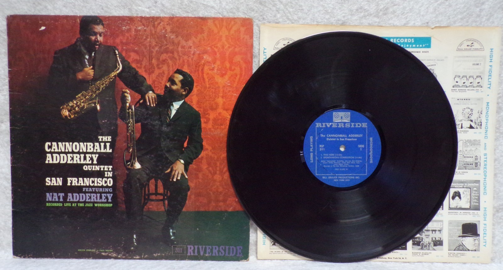 THE CANNONBALL ADDERLEY QUINTET SAN FRANCISCO 1959 JAZZ VINYL RECORD RLP 12-311