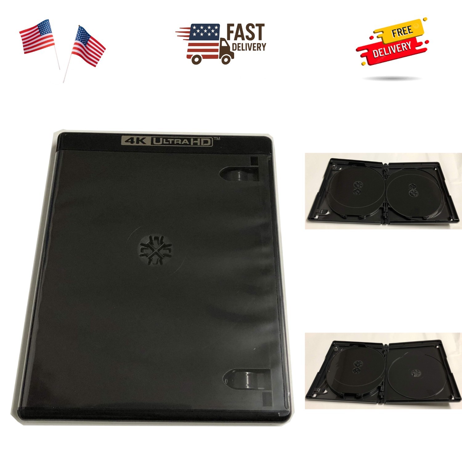 Black 4K UHD Replacement Case for 6 Discs - Compact & Reliable