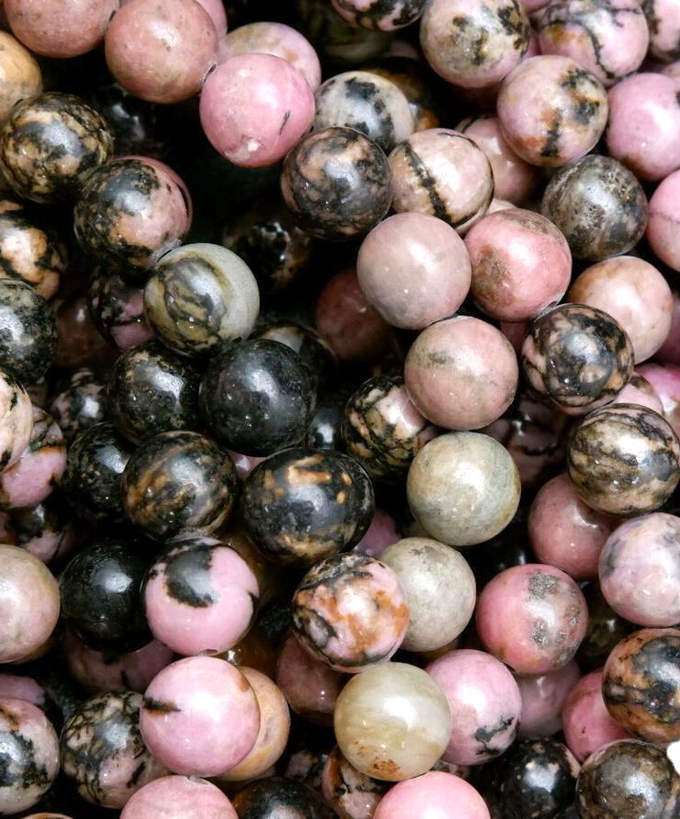 Rhodonite Beads 15 Inch Strand 8mm Round Natural Gemstone Jewelry Wholesale Lot