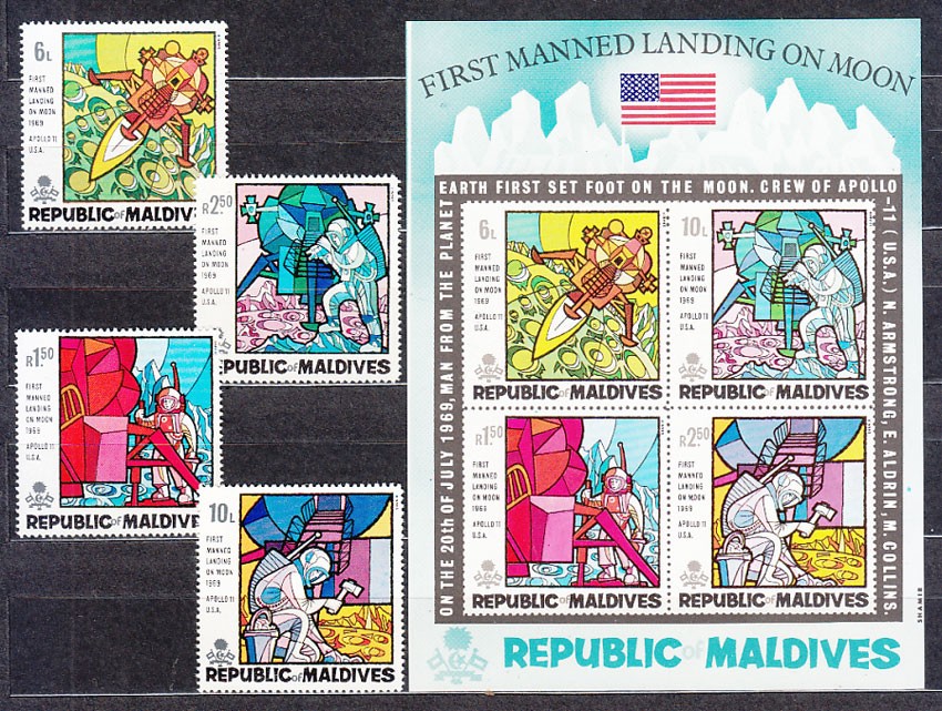 Maldives - Mail Yvert 290/3+H.10 ** Mnh Astro