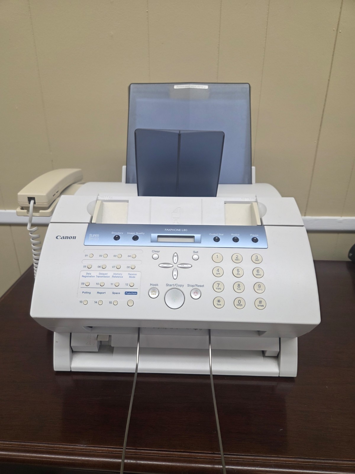 Canon Faxphone L80 functions as an all-in-one laser fax machine, printer, copier