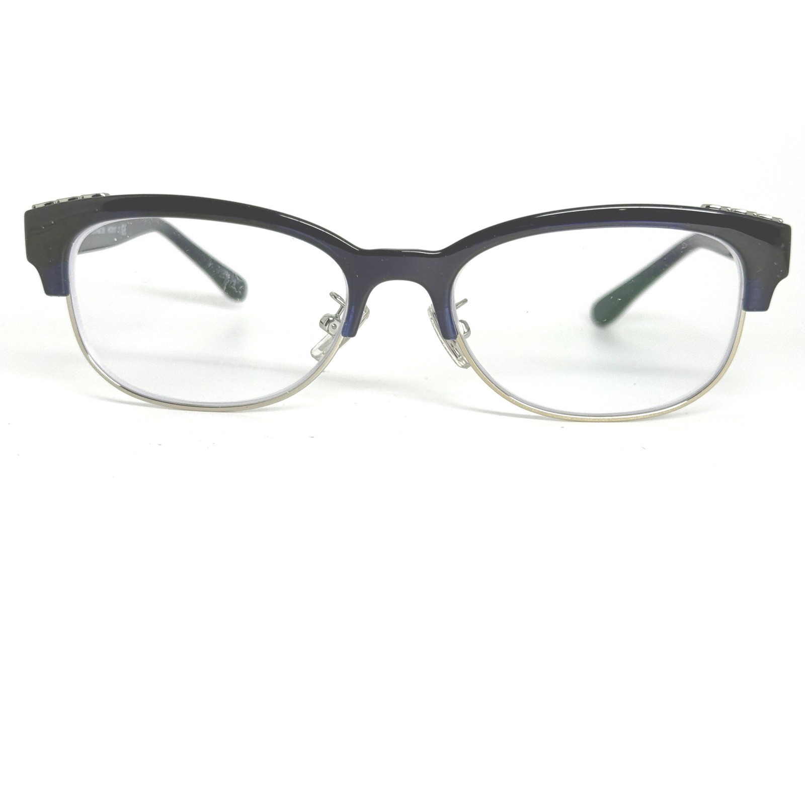 Coach HC 6157 5450 Navy Blue Silver Cat Eye Eyeglasses Frames 52-17-140 21970