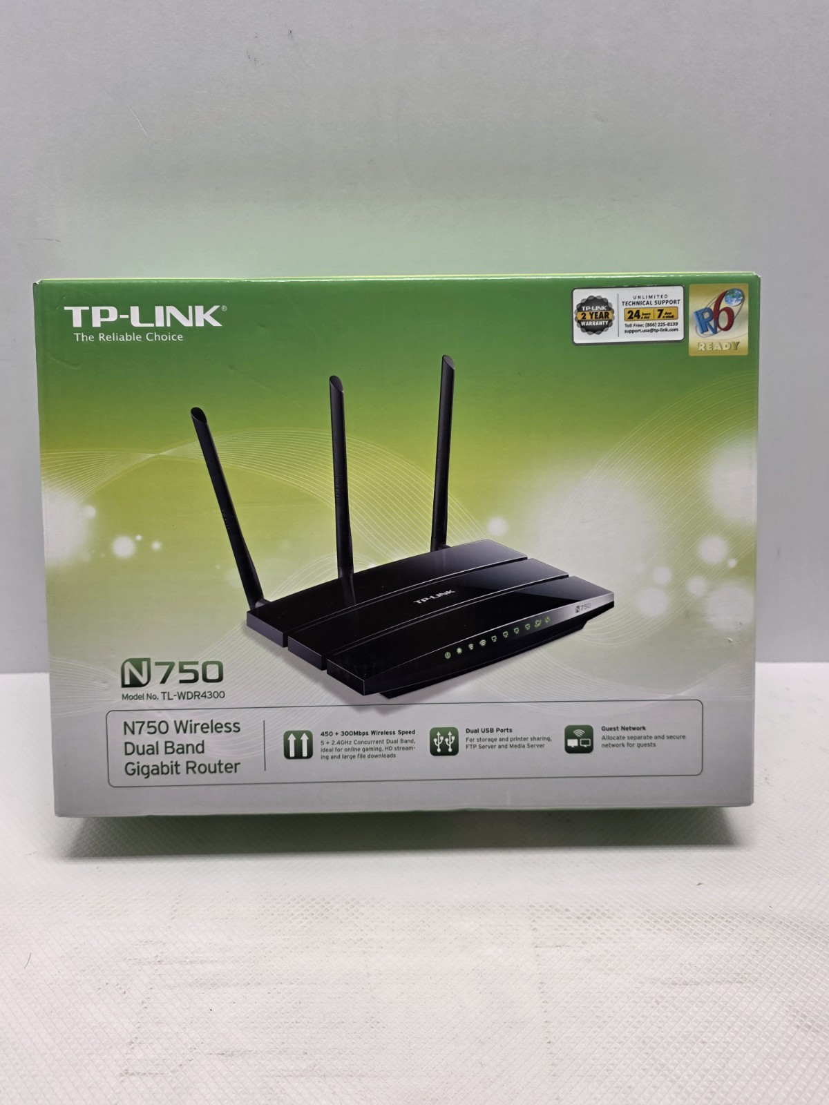 TP-Link TL-WDR4300 N750 Wireless Dual Band Gigabit Router w/ Antennas Box