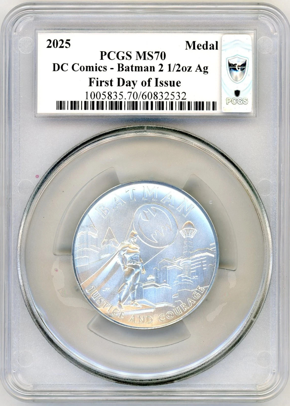 2025 Batman DC Comics 2.5oz Silver Medal MS70 PCGS FDOI SUPERHERO Series
