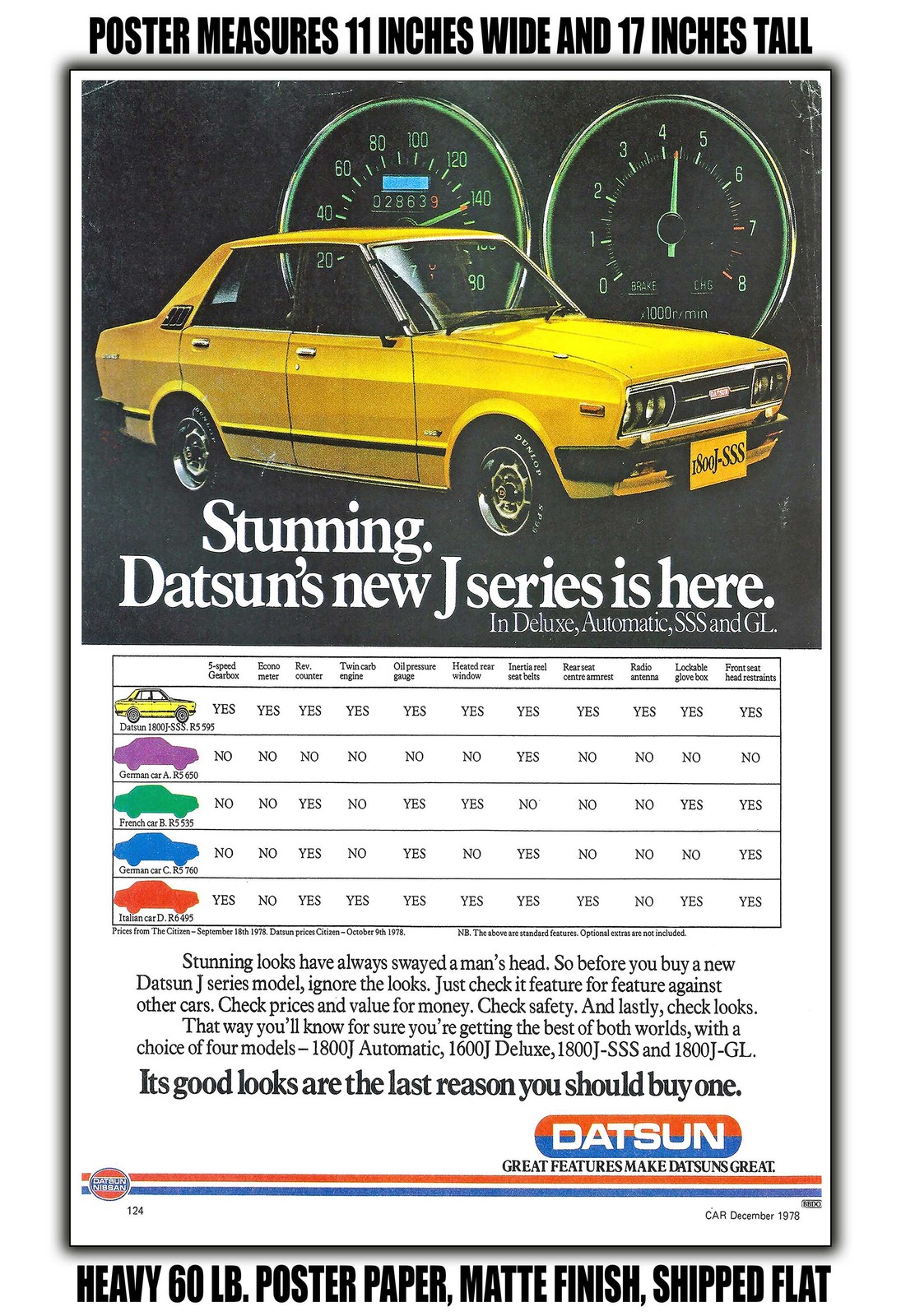 1979 Datsun 1800J SSS South Africa - 11x17 Poster