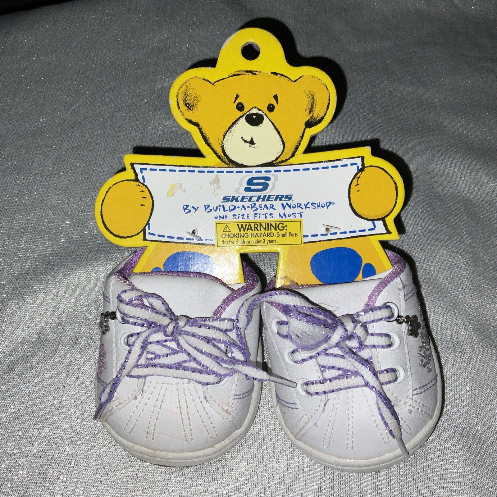 BUILD A BEAR SHOES SNEAKERS SKETCHERS WHITE LAVENDER PURPLE CHARMS