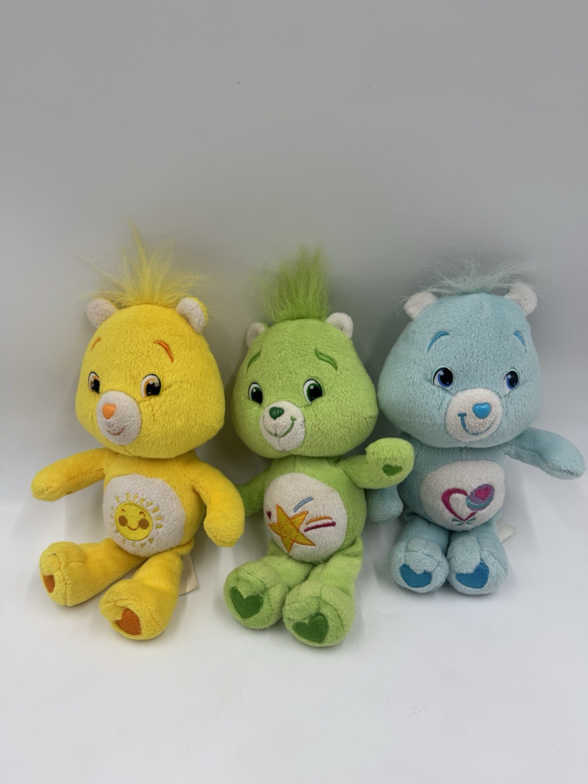 2008 Care Bears Lot of 3 Plushes Oopsy Bear, Play A Lot, & Funshine 8”