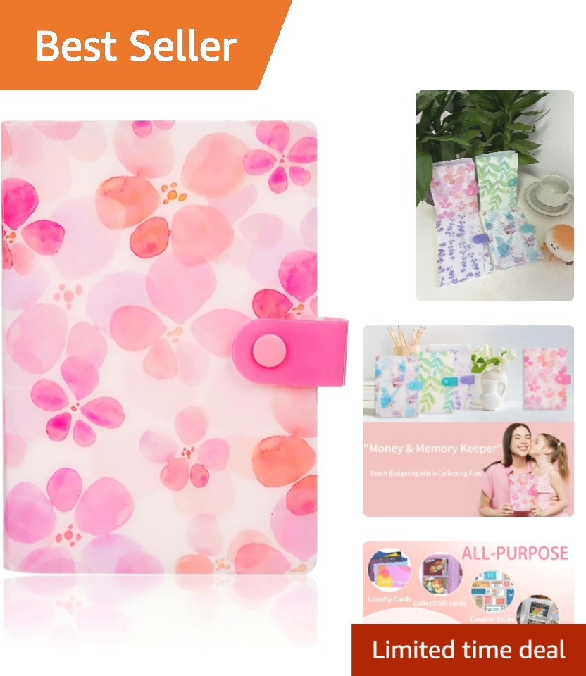 Lightweight Nature Pink Receipt Organizer - Stylish 104-Pocket Storage Solution