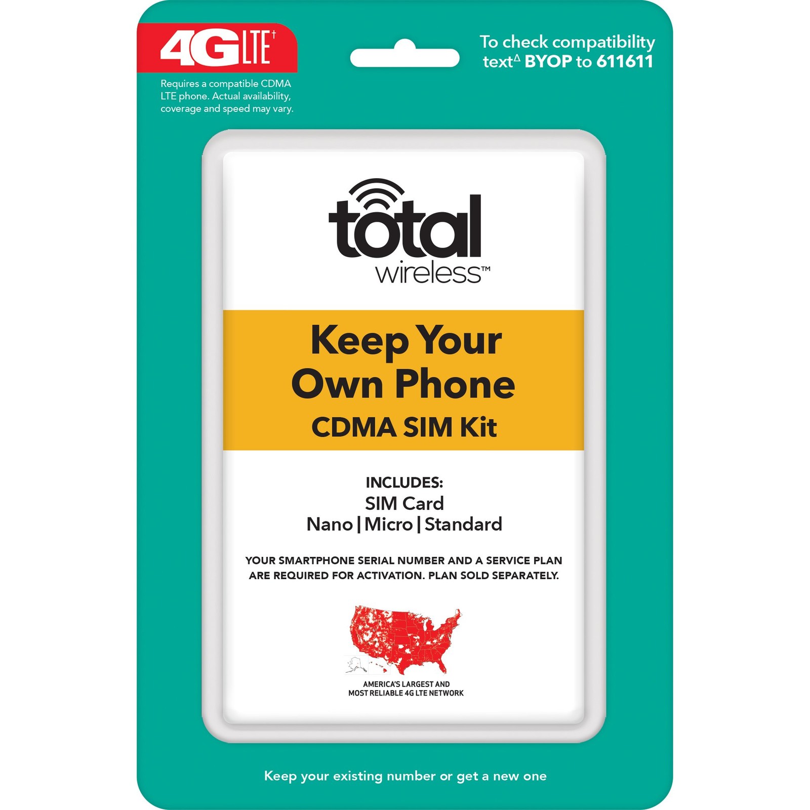 Total Wireless Keep Your Own Phone 3-in-1 Prepaid SIM Kit Black 