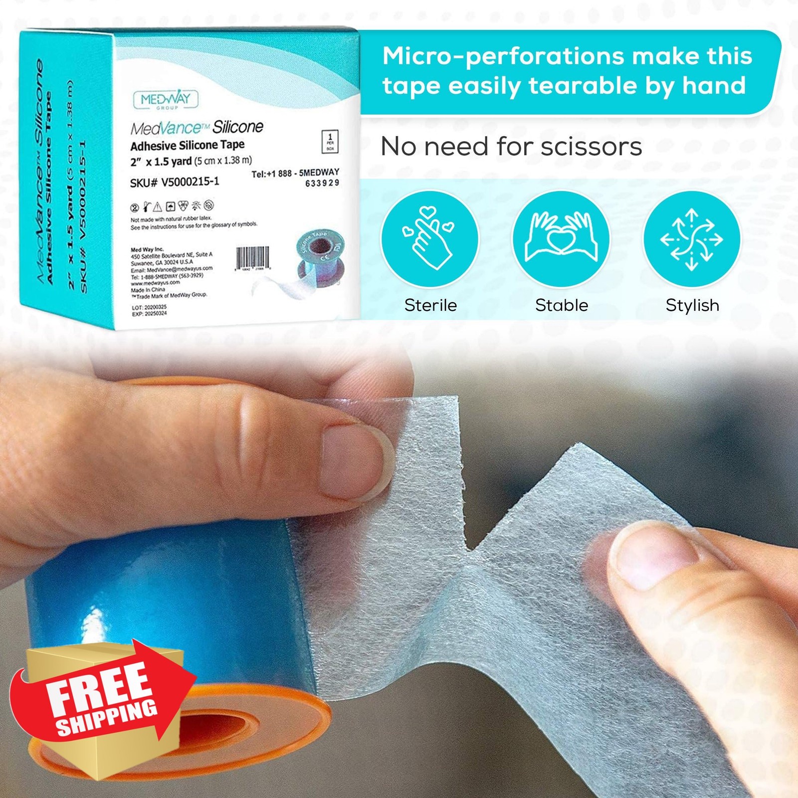 MedVance Silicone Tape 2" Wide Perforated Cuttable 5 Yards