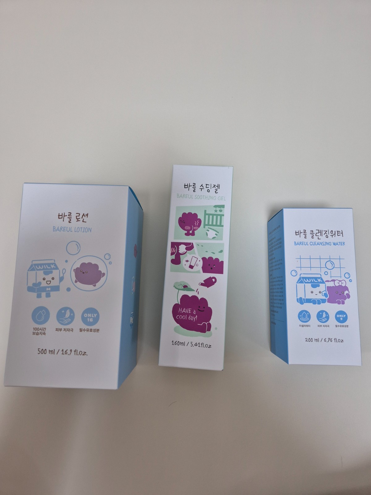 K-beauty Bareul Baby Skin Care 3-Item Set: Lotion, Soothing Gel, Cleans