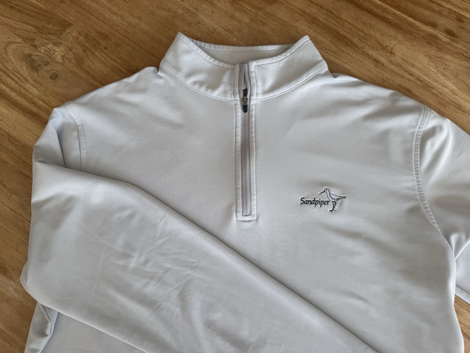 Men’s Peter Millar Perth Performance Golf Quarter Zip Medium Grey Sandpiper Logo