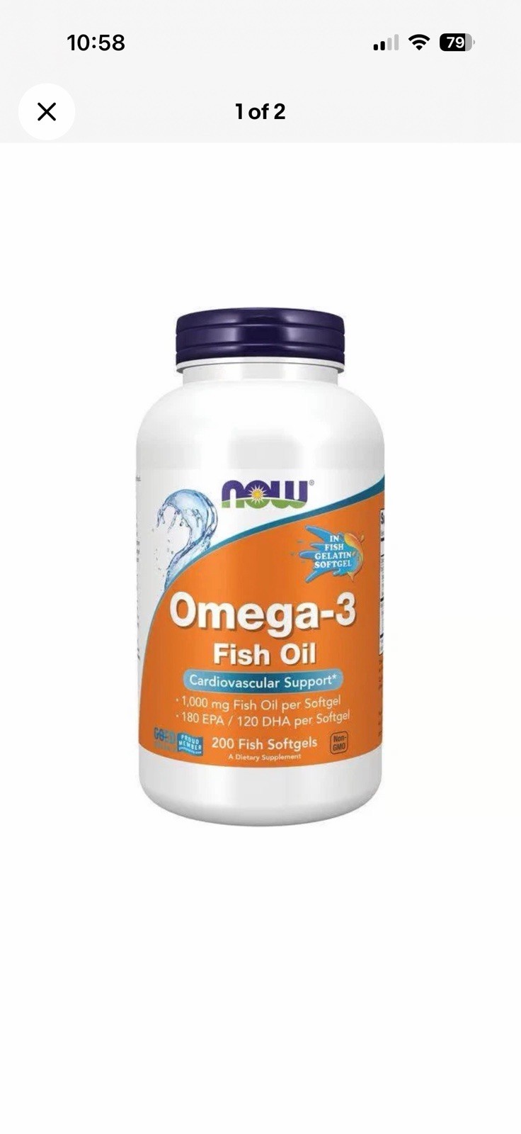 NOW Foods Omega-3 Fish Oil 1,000 mg 200 Sgels Expiration 12/2027