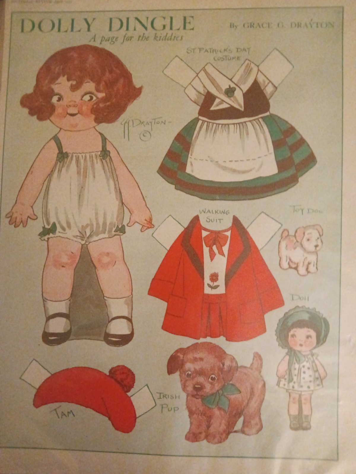 Dolly Dingles  St. Patrick's Day Paper Doll  April 1931