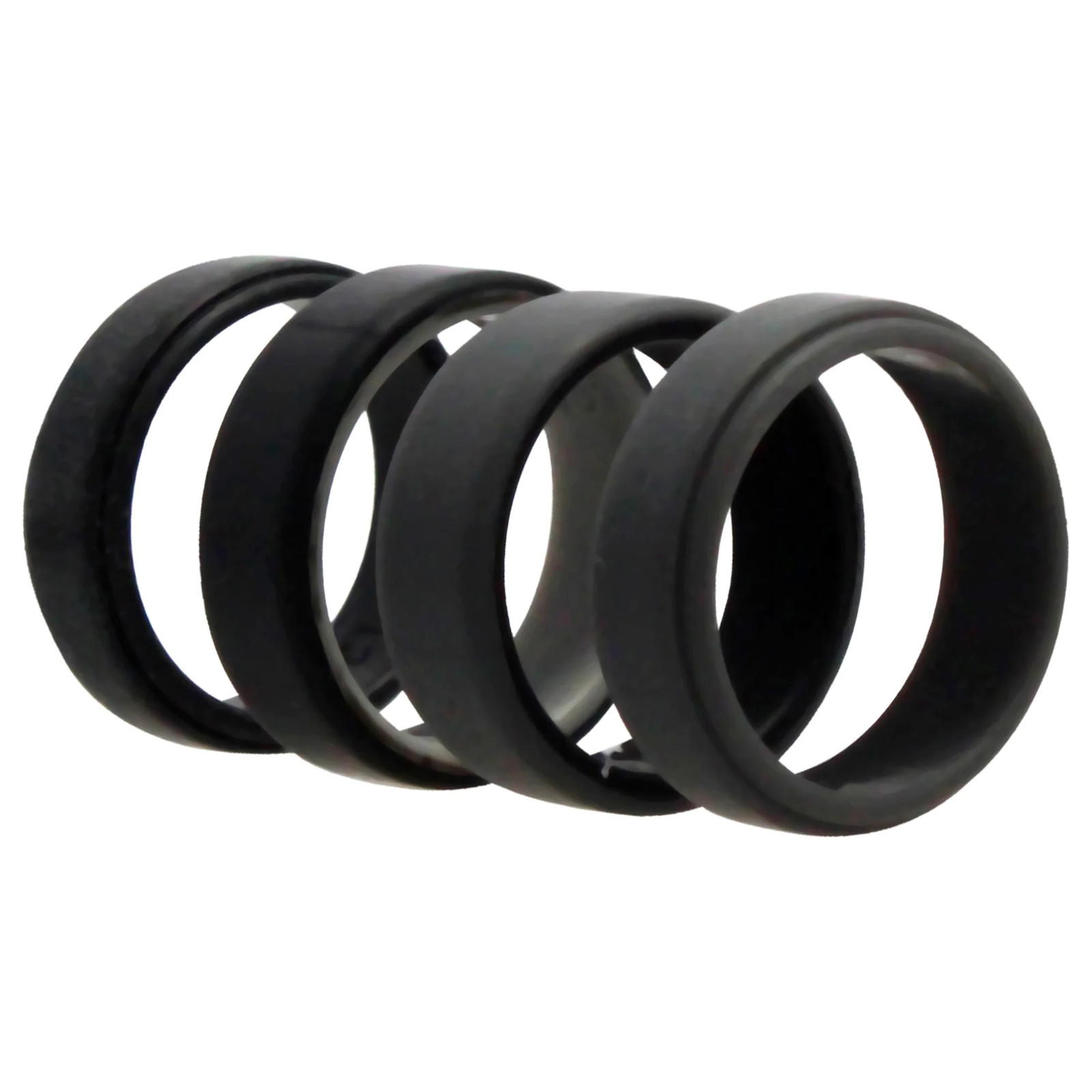 Silicone Wedding 2Layer Beveled 8mm Ring Set - Grey by ROQ for Men - 4 x 12 m...