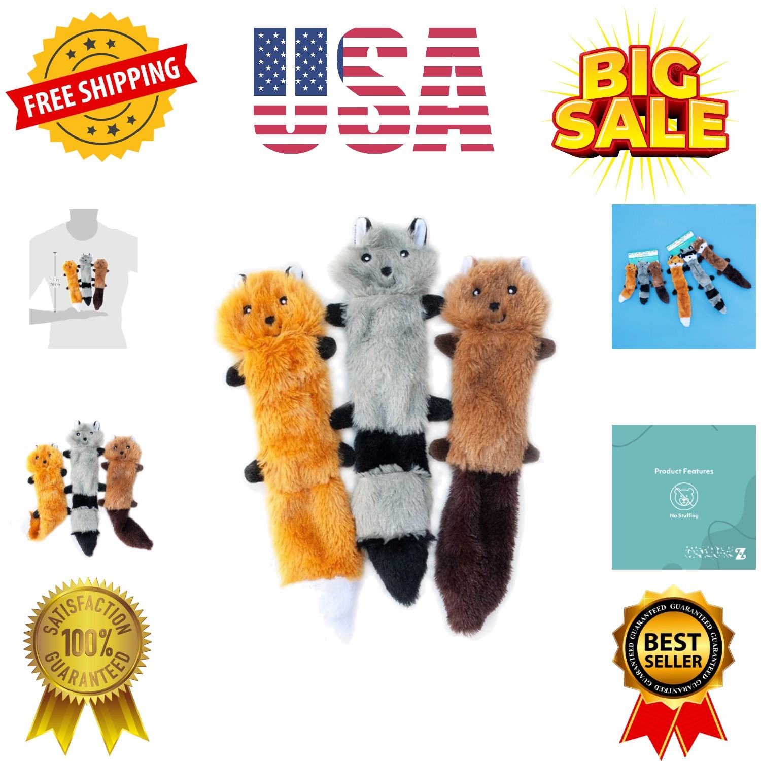 Skinny Peltz - No Stuffing Dog Toy Pack to Keep Them Busy, for Small and Medi...