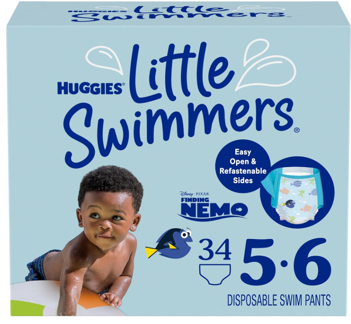 Huggies 34 Pack Little Swimmers Nemo Unisex Size 5 Disposable Swim Diapers