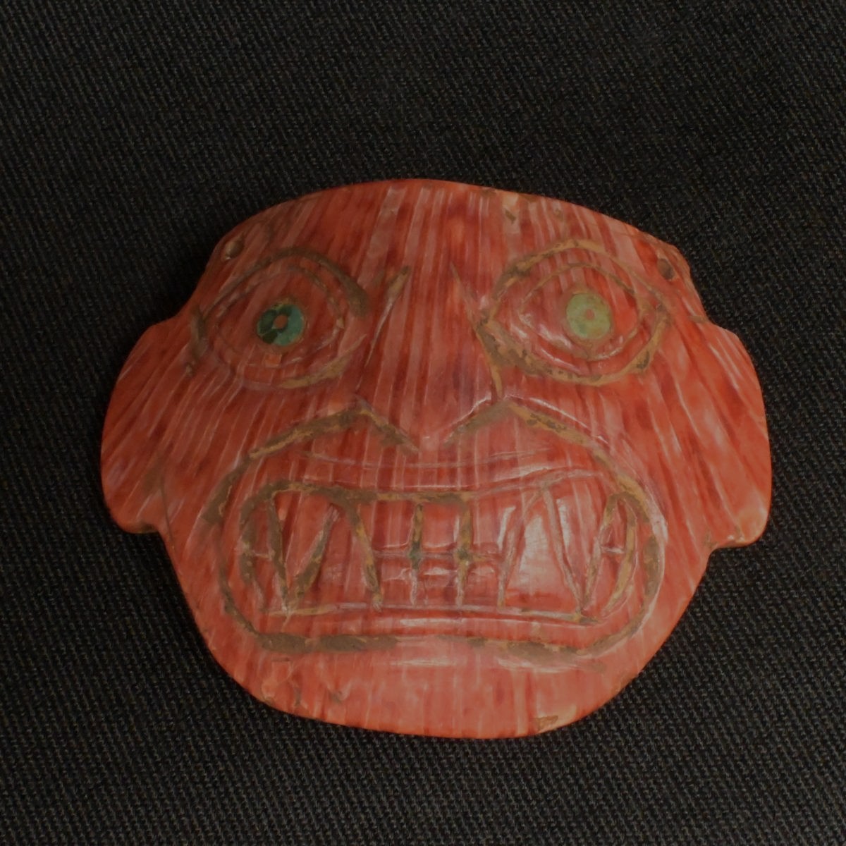 Moche Pre-Columbian Spondylus Ritual Mask with Turquoise Inlay