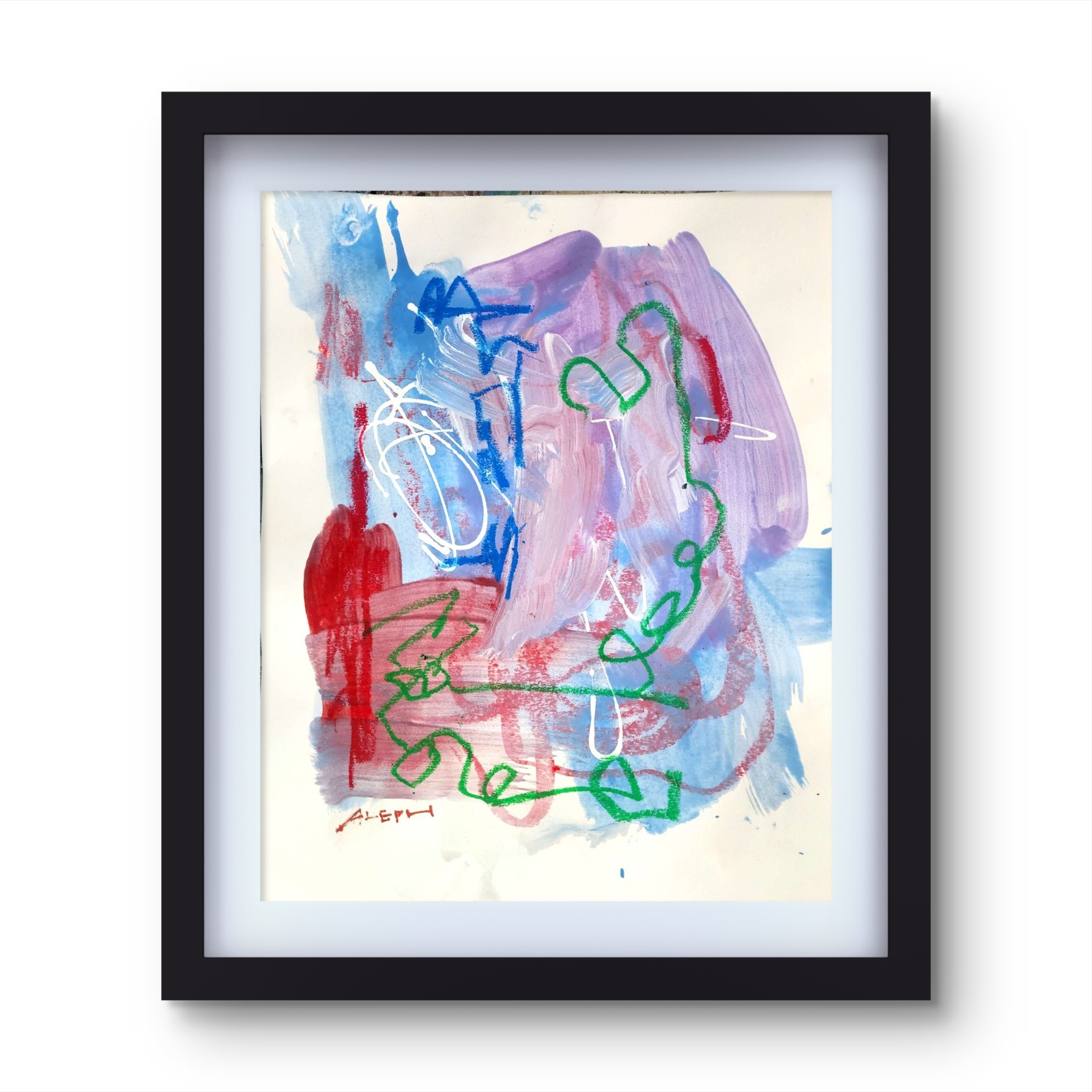 Aleph Original Art 14x11 Abstract Expressionist Painting On Gallery Paper