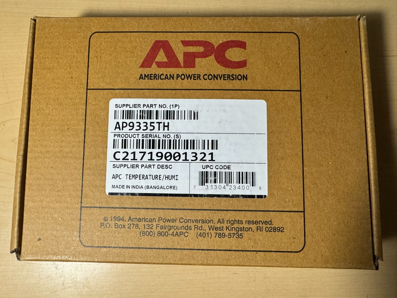 Brand New Sealed APC AP9335TH Temperature and Humidity Sensor