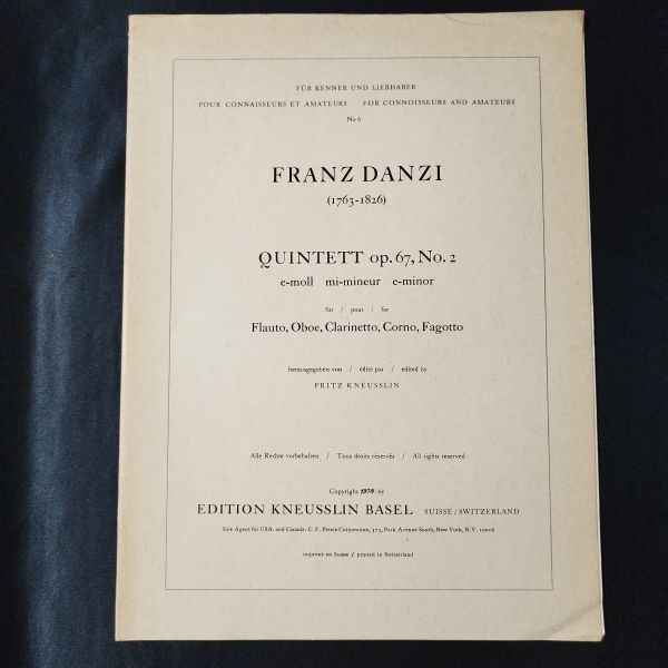 Sheet Music Woodwind Quintet Danzi Woodwind Quintet Op.67 No.2 Shelf YNC 14
