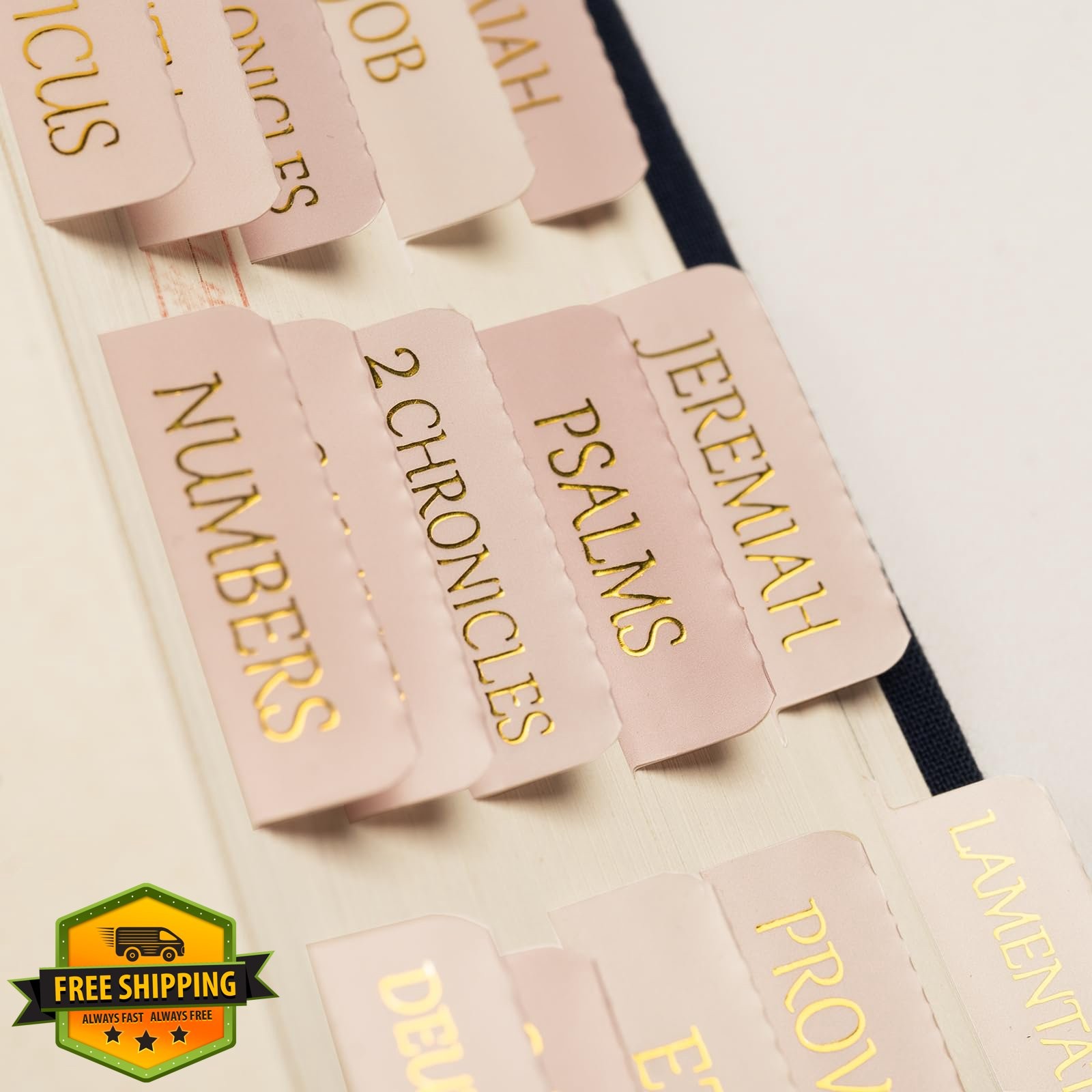 Lumintutu Laminated Bible Tabs Gold Foil Large Print 90 Tabs Pink