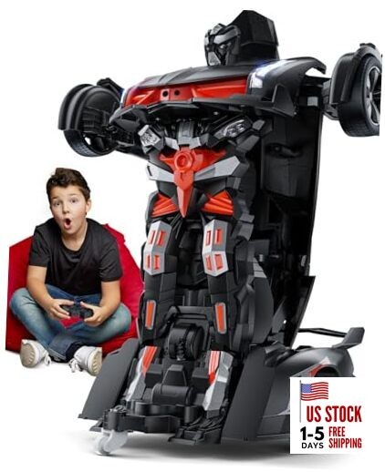 V992 Transform Robot RC Car, 1:14 Scale, 2-in-1 Robot Toy Car with Sound & Gray