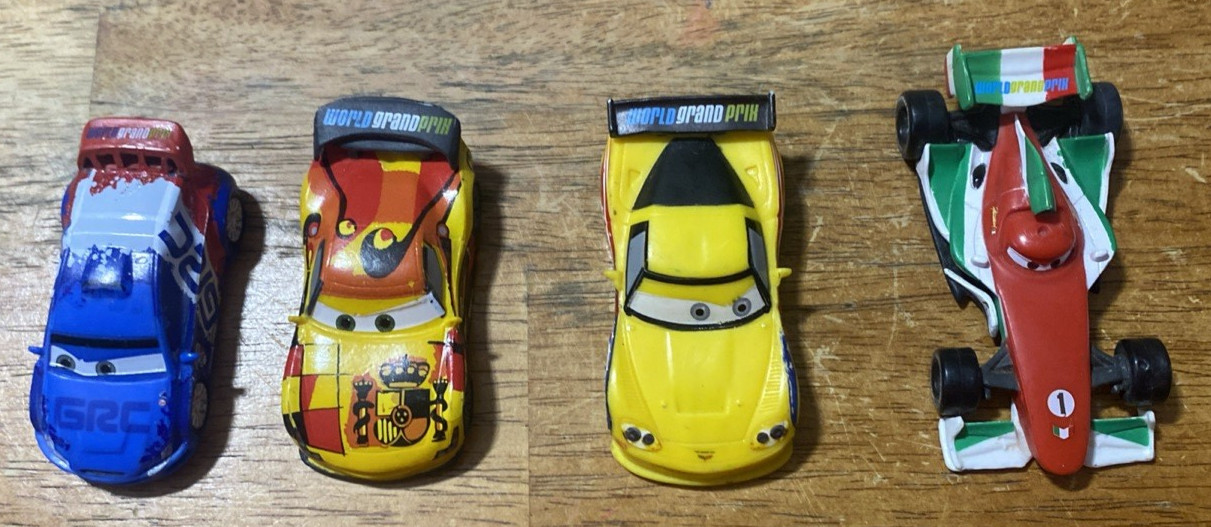 Lot Of 4 Disney Pixar Cars 2 Plastic PVC Vehicles Cake Toppers