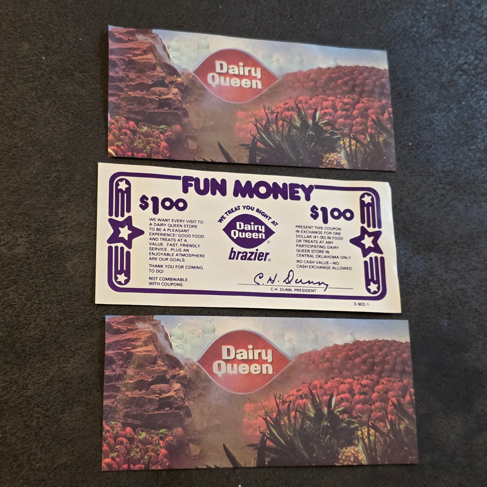 Vintage 1980s Dairy Queen Fun Money $1 Coupons Lot of 3 Oklahoma DQ
