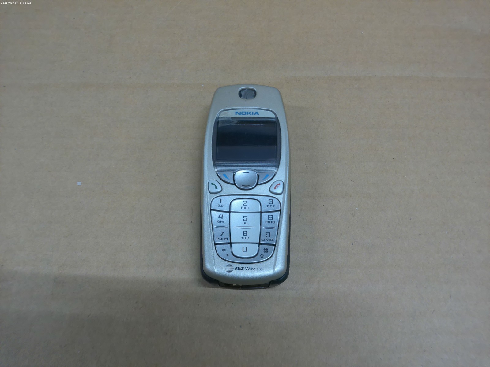 Vintage Nokia 3595 AT&T Wireless Silver Cell Phone w/ Battery Untested No Charge