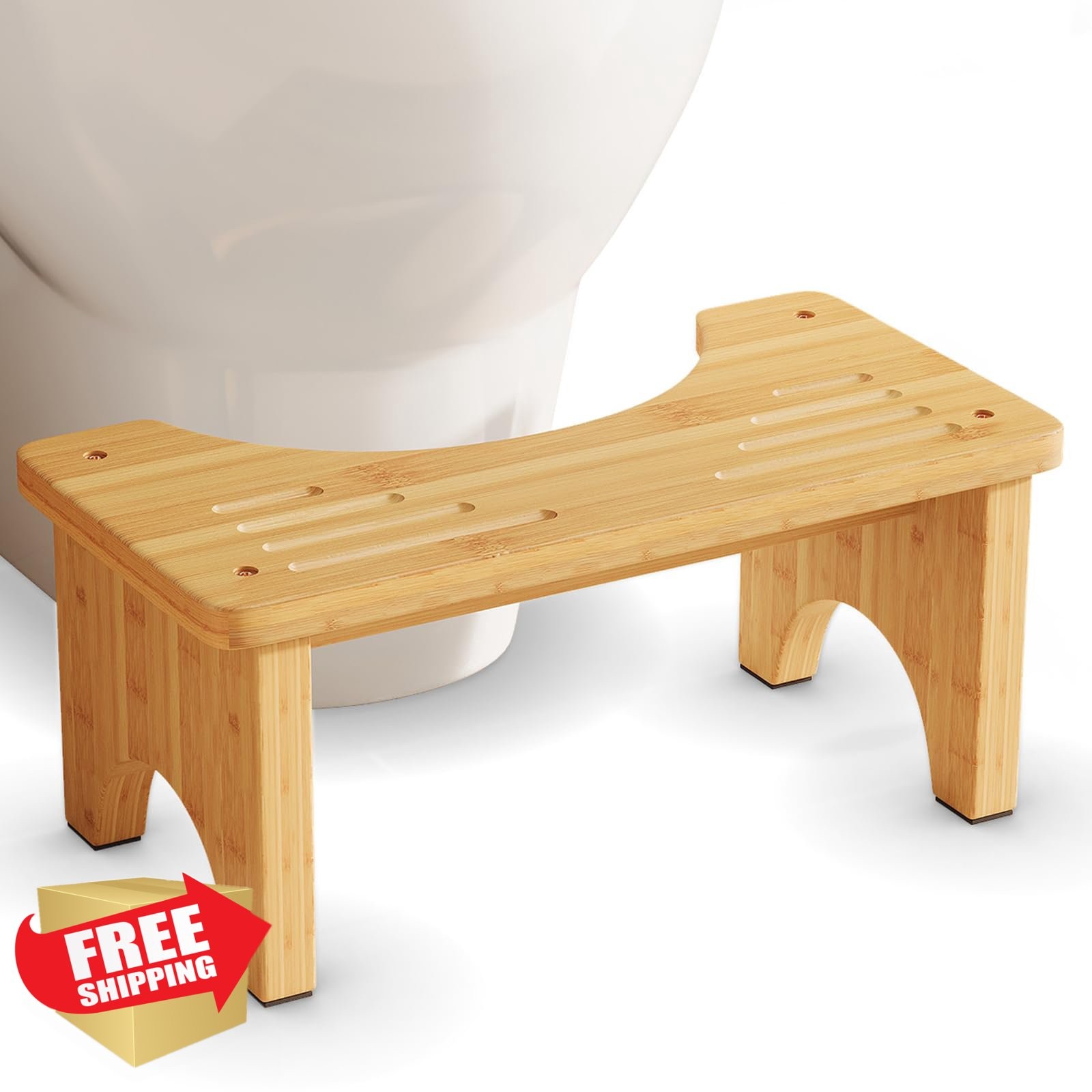 Uaniar Bamboo Toilet Stool 7 Inch Squat Potty