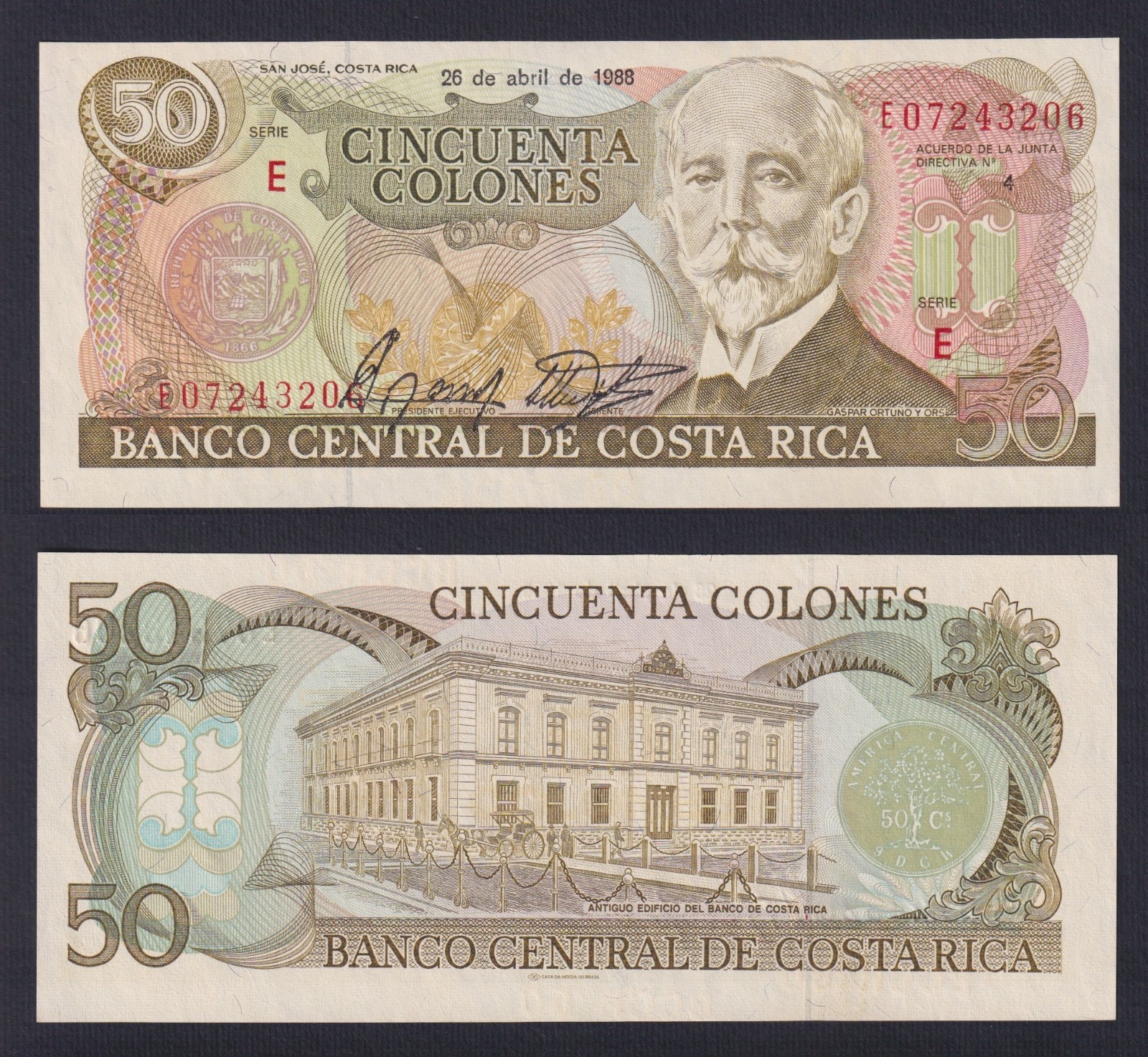 Costa Rica 50 Colones Banknote 1988 P.-253 FDS/UNC