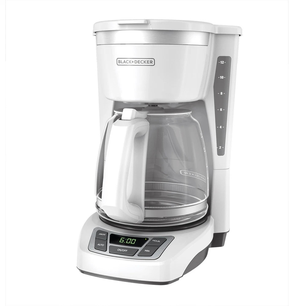 BLACK DECKER 12 Cup Programmable Coffee Maker White Duralife Carafe