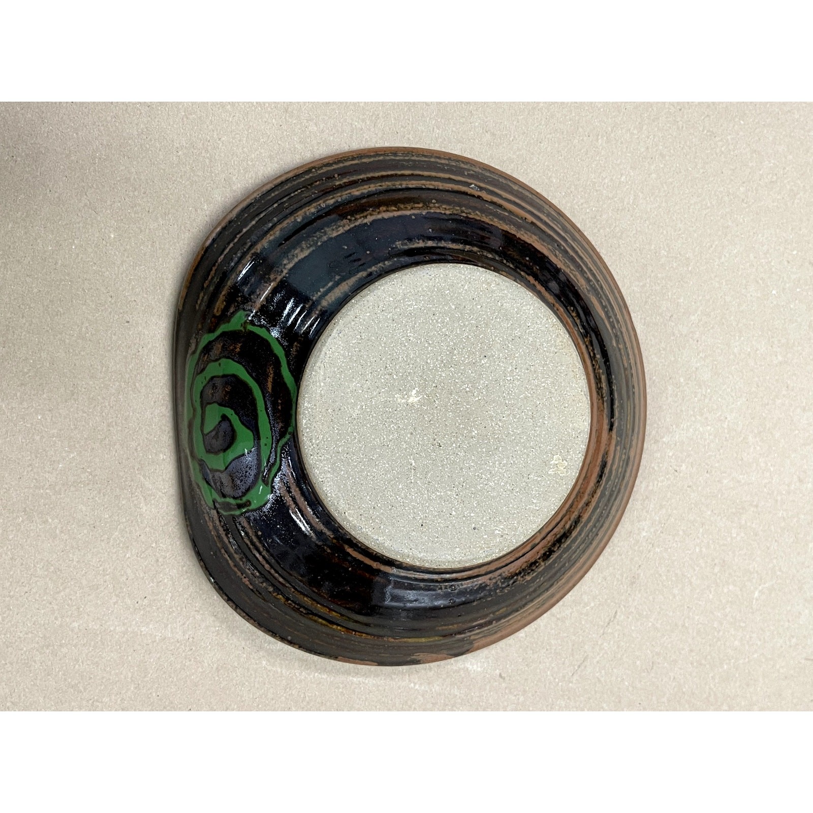 Vintage Pottery with green swirl embellishment