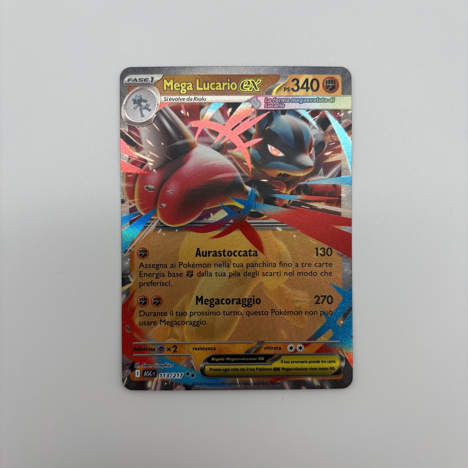 Pokemon Card Mega Lucario Ex (IT) | Heroic Ascension 113/217