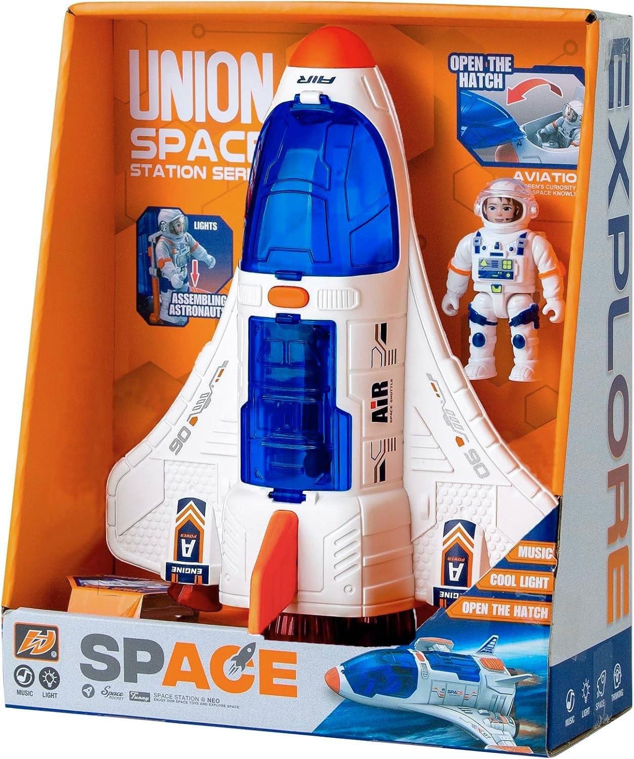Wbzle Spaceship Shuttle Toy with Astronaut Figure - Fun Rocket Ship Large 