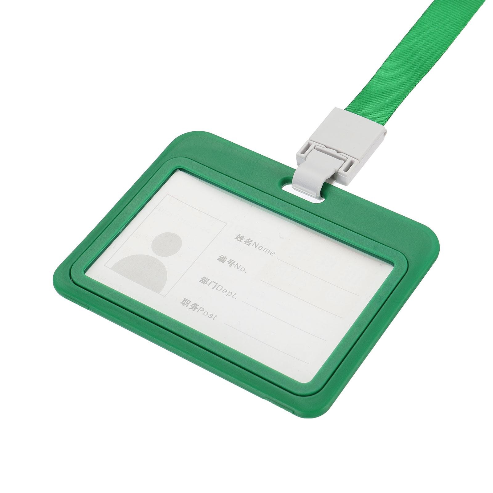 ID Badge Holder, 4x3.1 Inch Horizontal Name Tag, Green