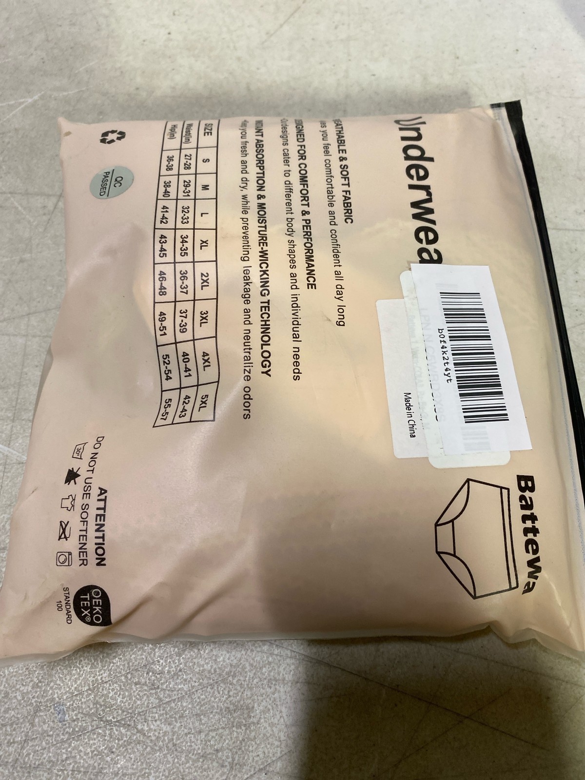 BATTEWA Oeko-TEX Incontinence Underwear, Leak-Proof 50ML, Purple, M, 3-Pack