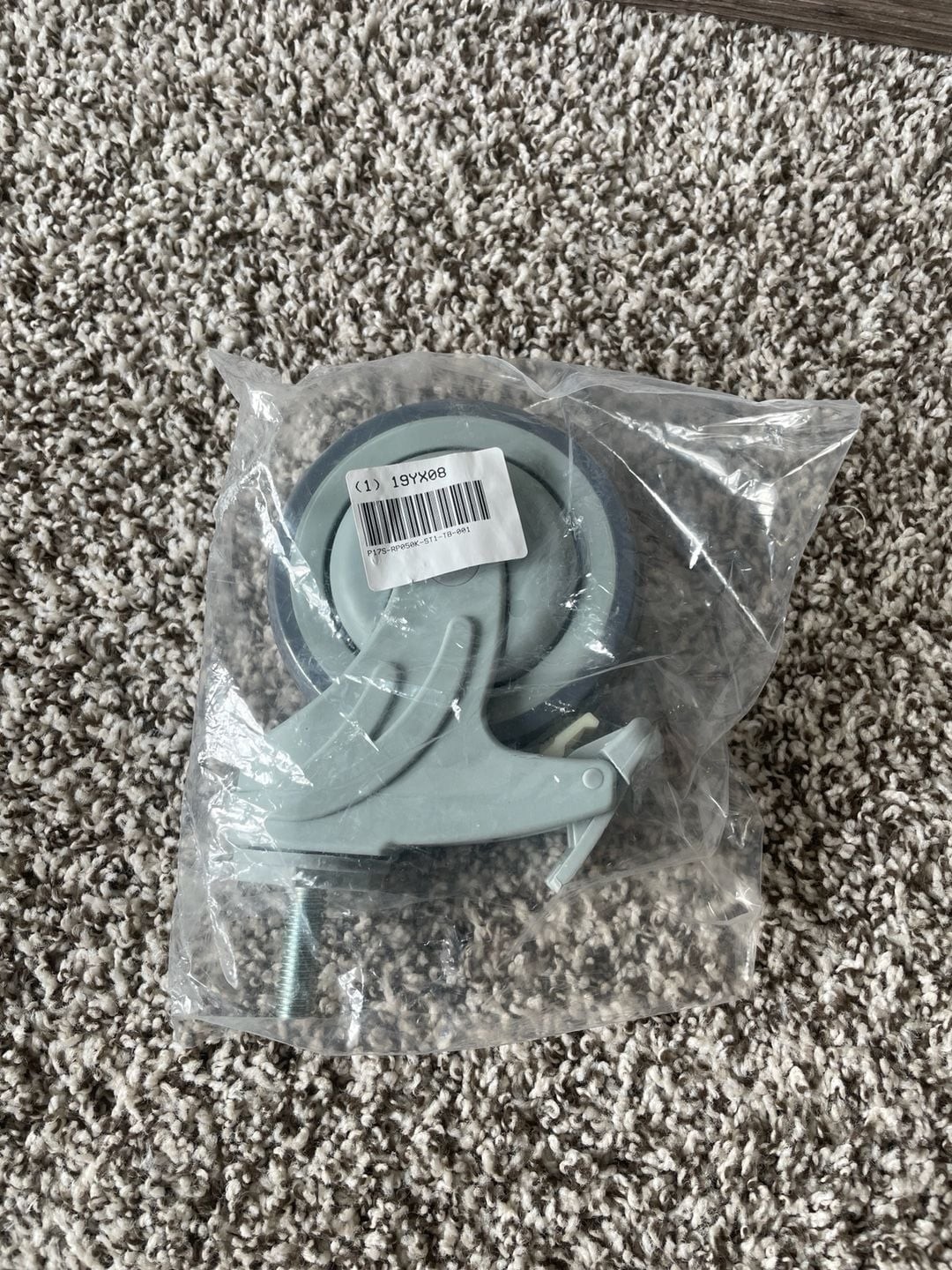 PEGASUS P17S-RP050K-ST1-TB-001 Swivel Stem Caster w/Totl Lk,5" 300 lb 19YX08