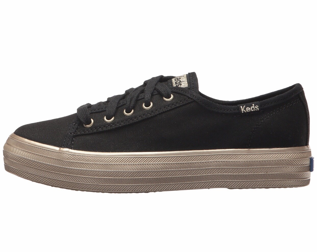 Keds Girls Triple Kick Sneaker Black/Gold Size 13 M