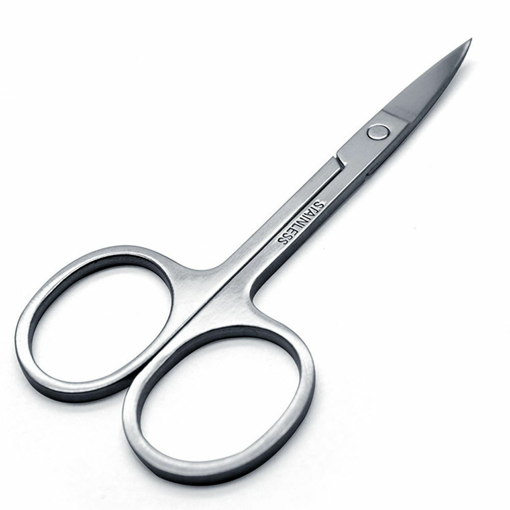 2 PCs Eyebrow Scissors Stainless Steel Eyelash Trimmer W/ Curved Tip