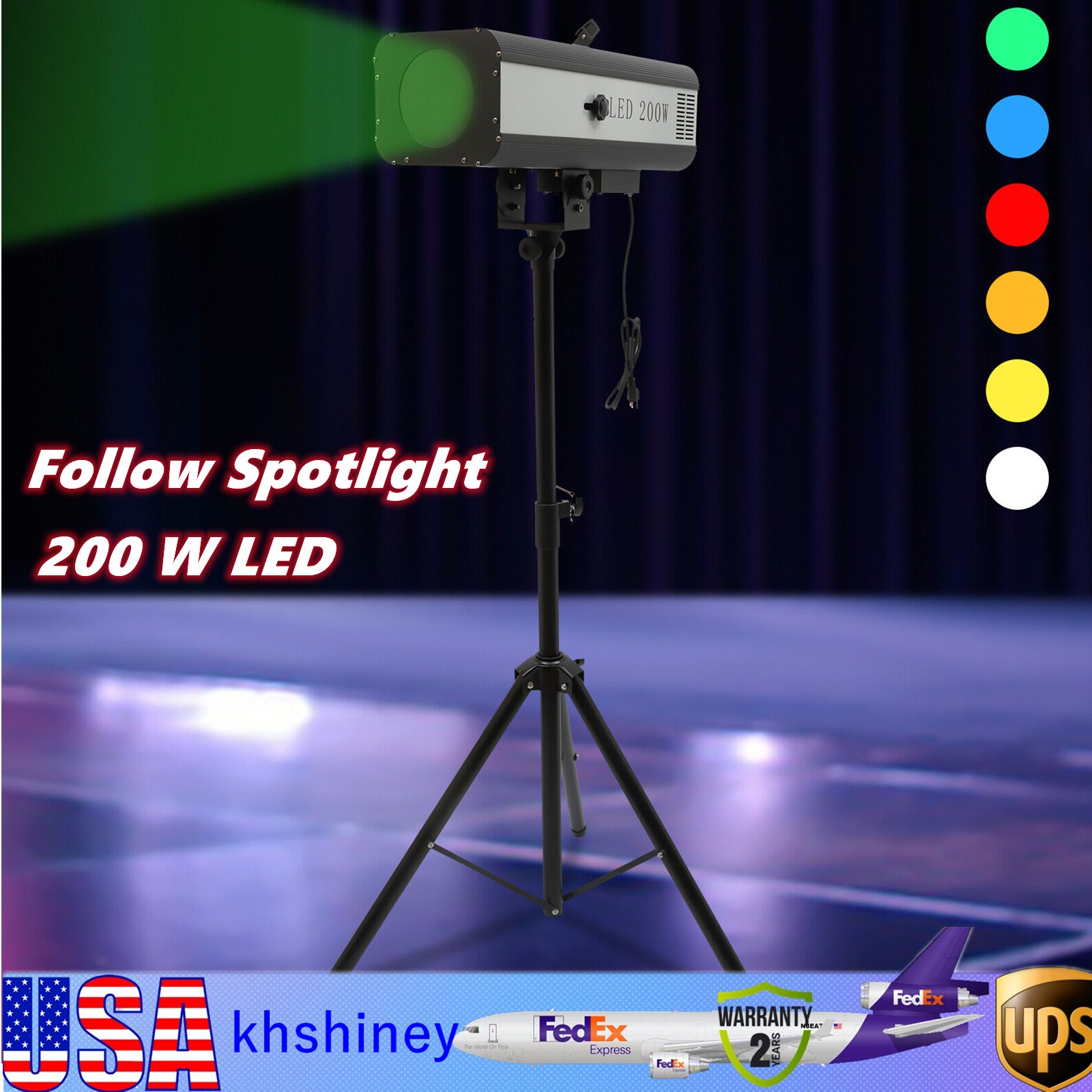 200W Follow Spotlight Manual Control DJ Party Theater Stage Light with Stand