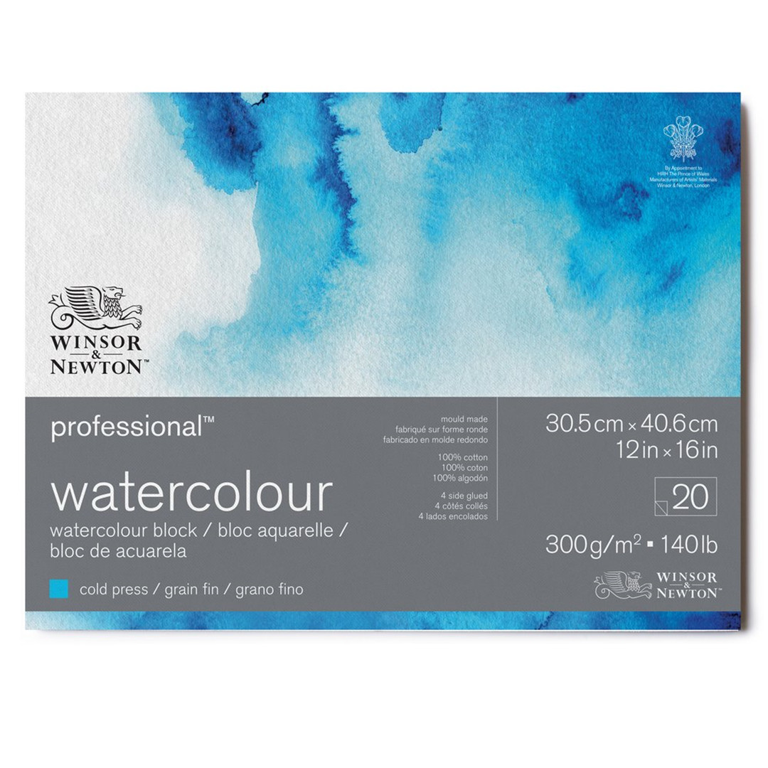 Professional Watercolor Block 30.5x40.6 Cm Fine Grain 20 Sheets 100% Cotton