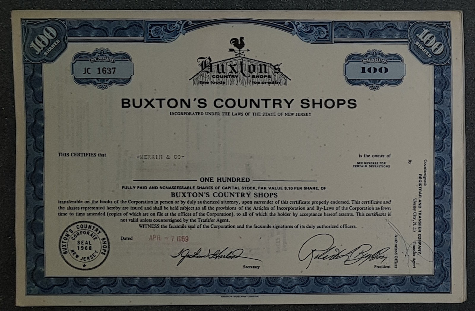 29 X Buxton's Country Shops 1960s 100 shares