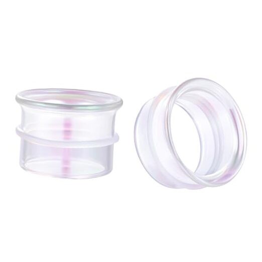  Single Flare Ear Stretching Kit Glass Gauges for Ears 5/8"(16mm) Rainbow